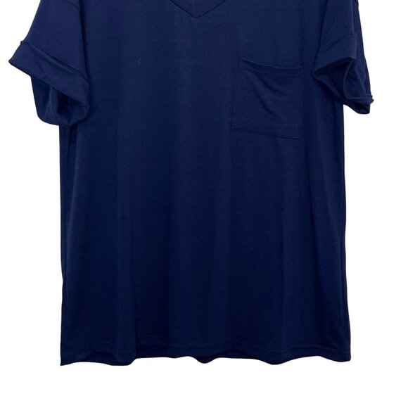 Miholl Vneck Tshirt Womens Large Navy Blue New Pocket Cuffed Sleeves - Picture 5 of 10